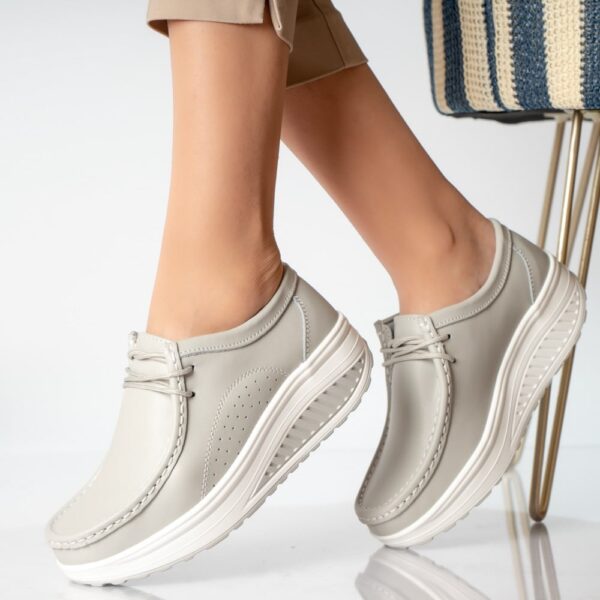 PANTOFI DAMA CASUAL GRI PIELE NATURALA Oscara