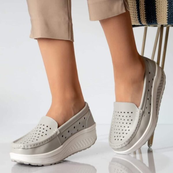 PANTOFI DAMA CASUAL GRI PIELE NATURALA Perla