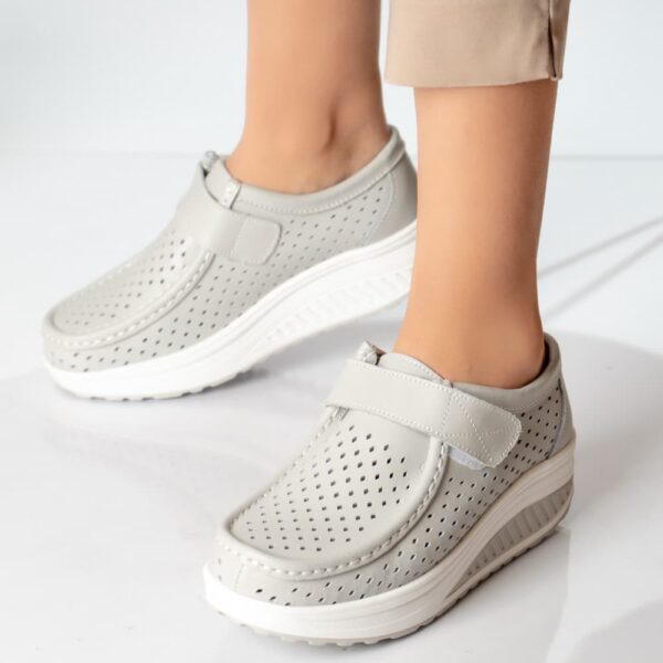 PANTOFI DAMA CASUAL GRI PIELE NATURALA Rula