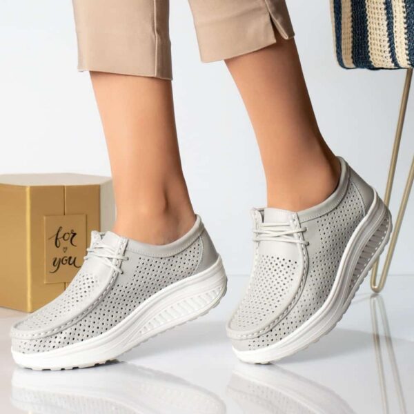 PANTOFI DAMA CASUAL GRI PIELE NATURALA Samra