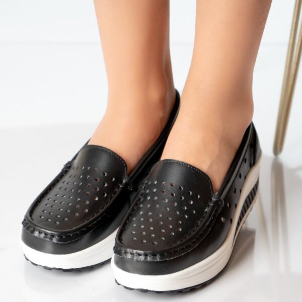 PANTOFI DAMA CASUAL NEGRI PIELE NATURALA Perla