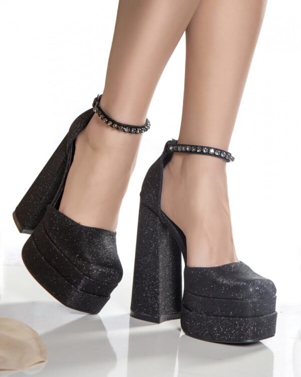 PANTOFI DAMA NEGRI CU TOC GLITTER Eriana