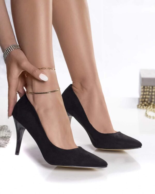 PANTOFI DAMA NEGRI PIELE ECO INTOARSA Rogin