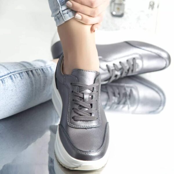 PANTOFI SPORT DIANA GRI PIELE NATURALA