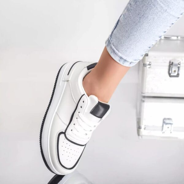 PANTOFI SPORT SHELBY ALB-NEGRU PIELE ECOLOGICA