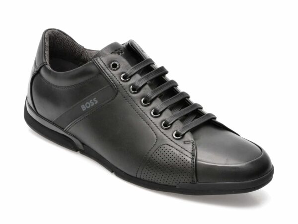 Pantofi HUGO BOSS negri, 1262, din piele naturala