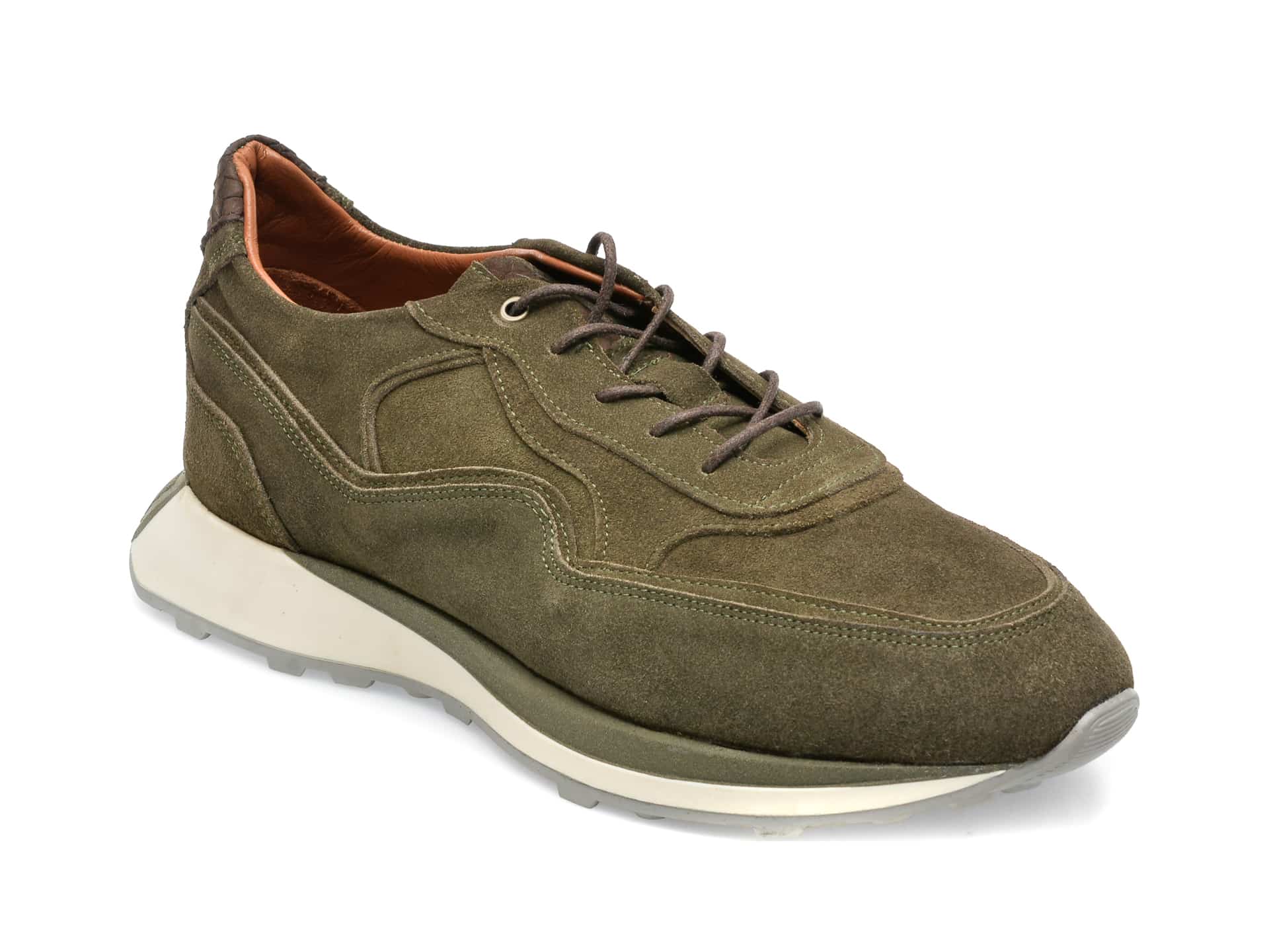 Pantofi OTTER kaki, M6616, din piele intoarsa