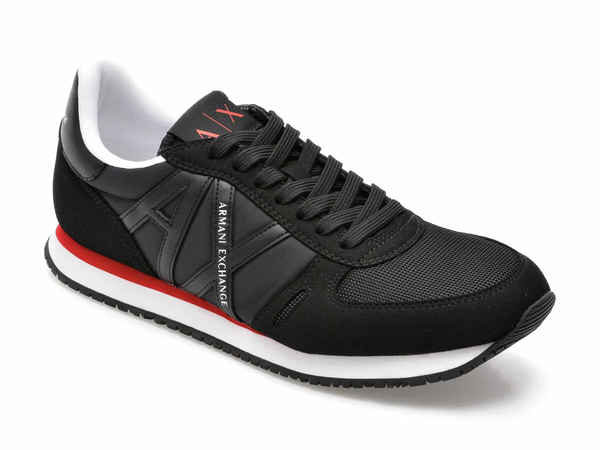 Pantofi sport ARMANI EXCHANGE negri, XUX017, din material textil si piele ecologica