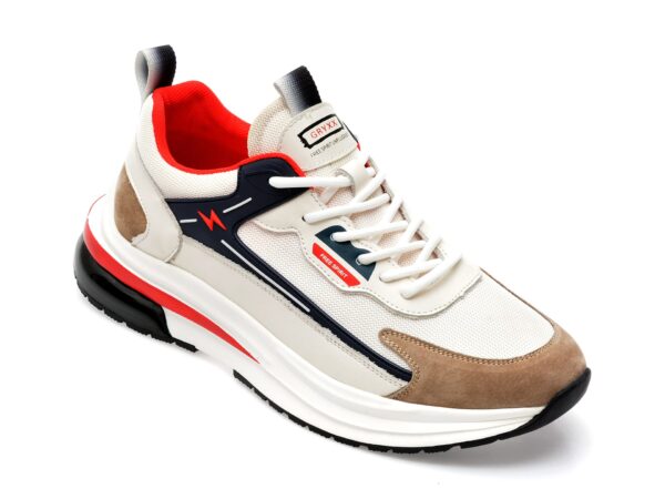 Pantofi sport GRYXX albi, 7587, din material textil si piele naturala