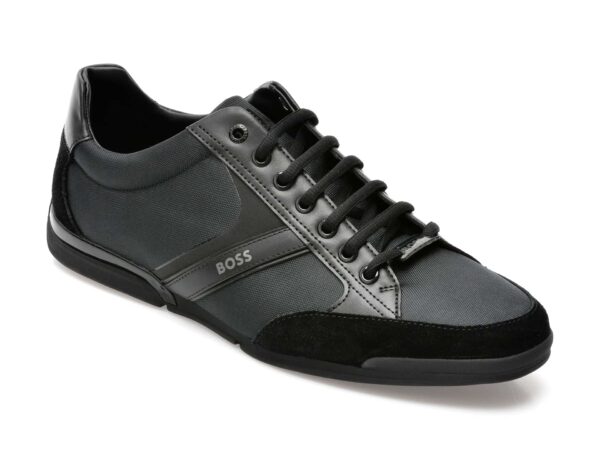 Pantofi sport HUGO BOSS negri, 1235, din material textil si piele naturala