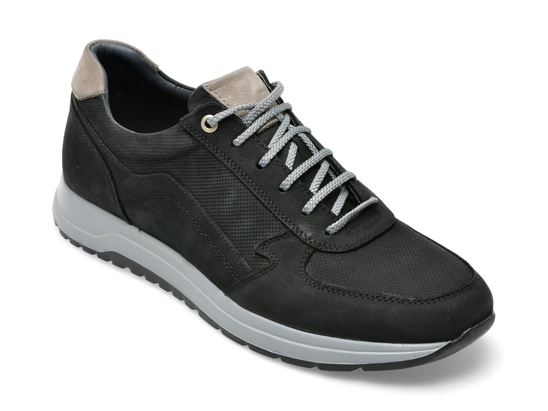Pantofi sport OTTER negri, E22131, din nabuc