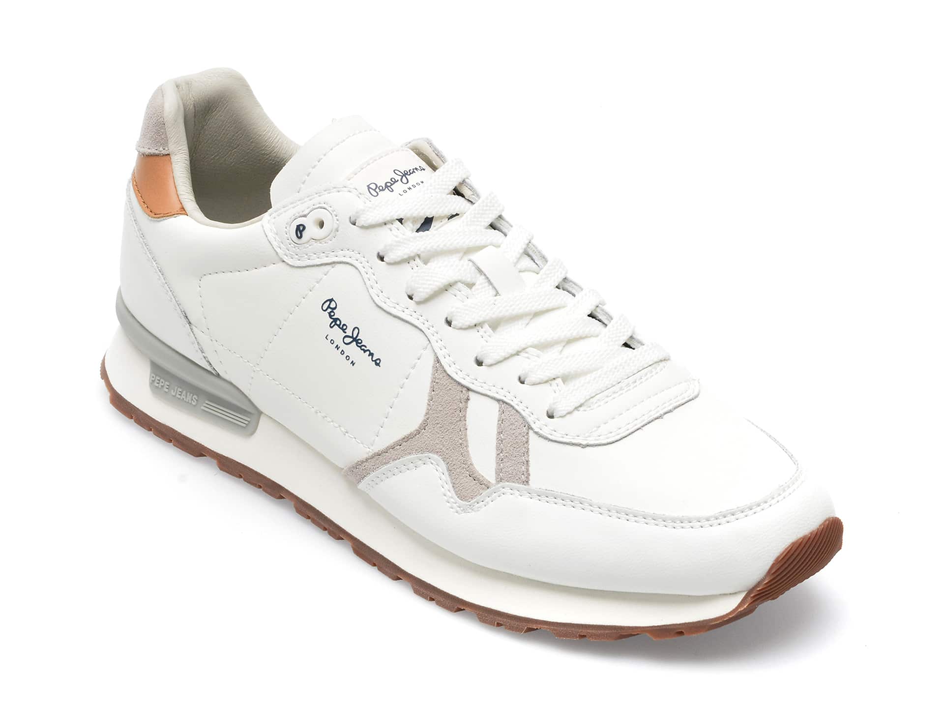 Pantofi sport PEPE JEANS albi, MS30850, din piele naturala
