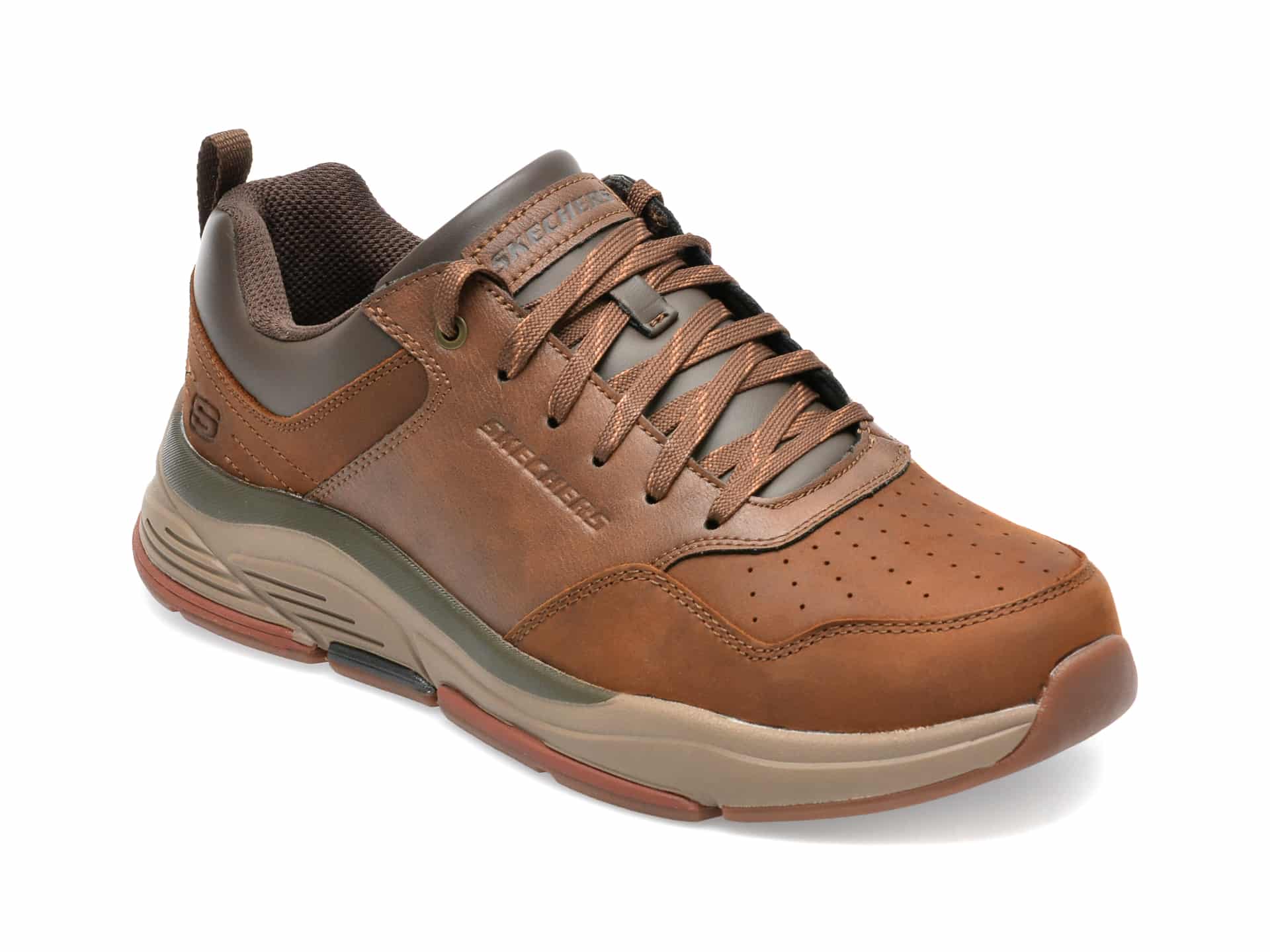 Pantofi sport SKECHERS maro, BENAGO, din piele naturala