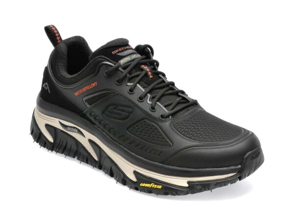 Pantofi sport SKECHERS negri, ARCH FIT ROAD WALKER, din piele naturala si piele ecologica