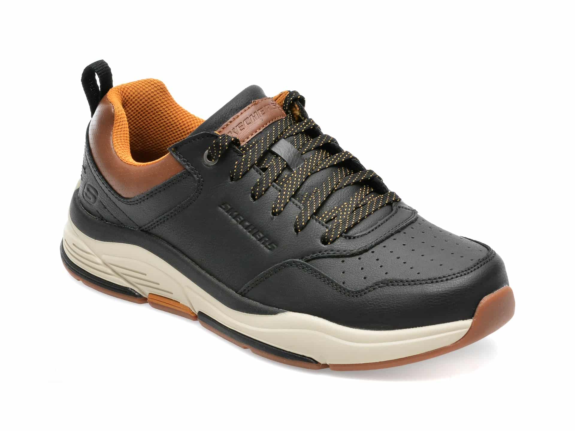 Pantofi sport SKECHERS negri, BENAGO, din piele naturala