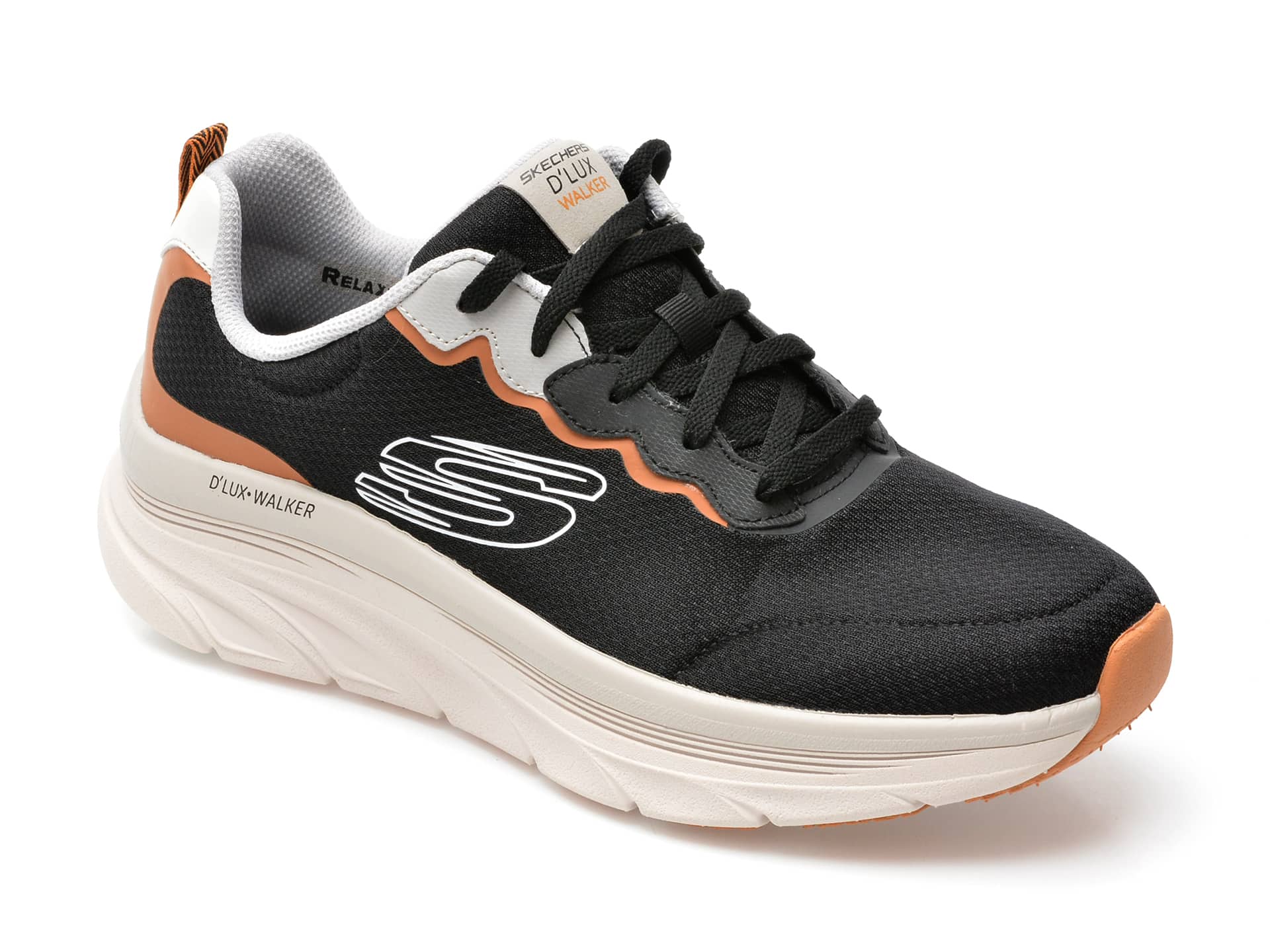 Pantofi sport SKECHERS negri, D LUX WALKER, din material textil si piele ecologica