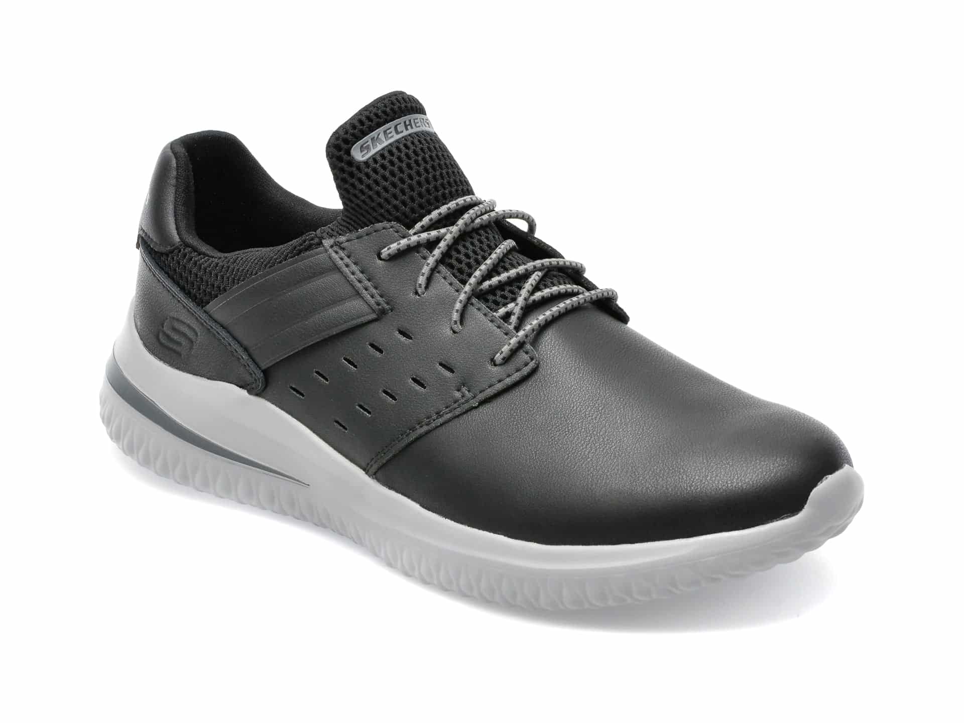 Pantofi sport SKECHERS negri, DELSON 3.0, din piele naturala