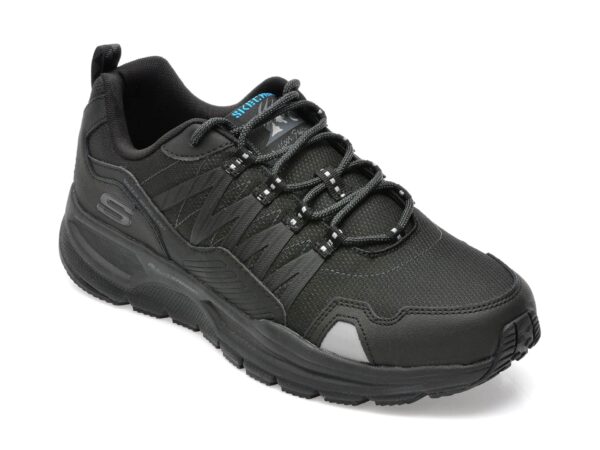 Pantofi sport SKECHERS negri, ESCAPE PLAN 2.0, din material textil si piele naturala