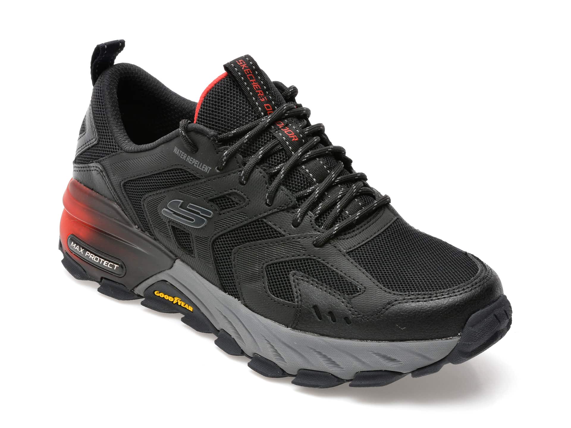 Pantofi sport SKECHERS negri, MAX PROTECT , din piele naturala si piele ecologica