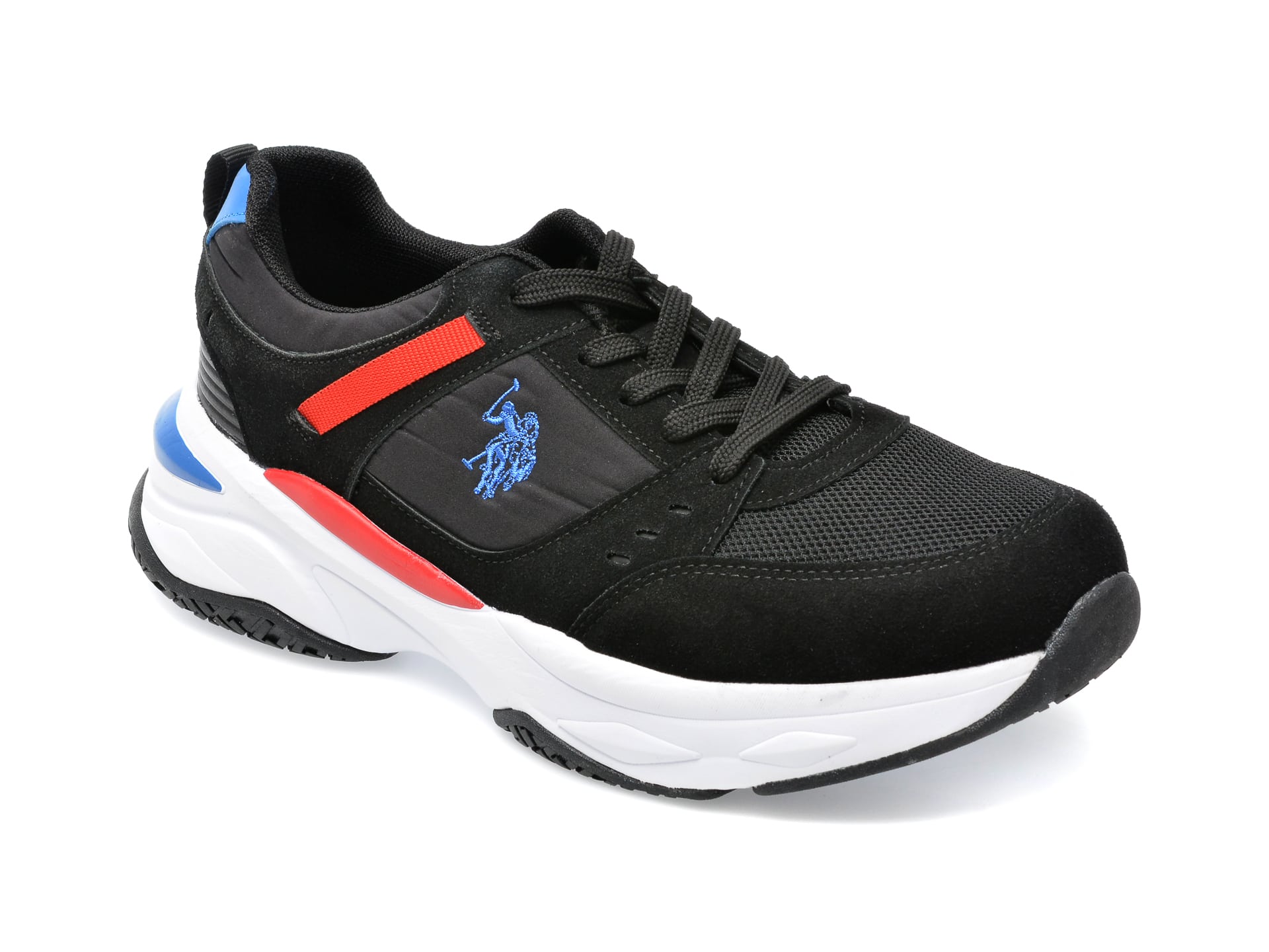 Pantofi sport US POLO ASSN negri, MANT2PR, din material txtil si piele intoarsa