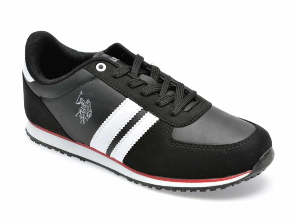Pantofi sport US POLO ASSN negri, PLUS2PR, din piele ecologica
