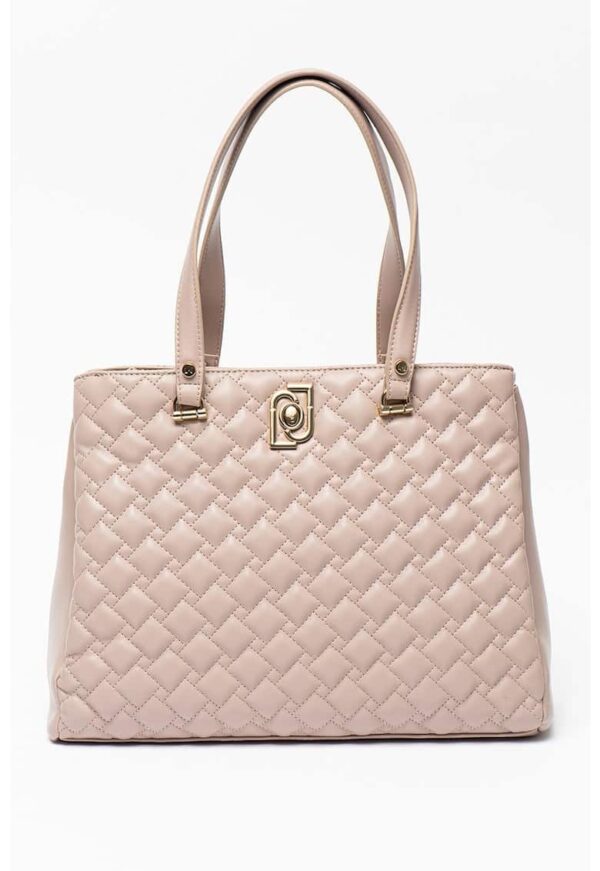 Geanta de piele ecologica cu bareta de umar si aspect matlasat