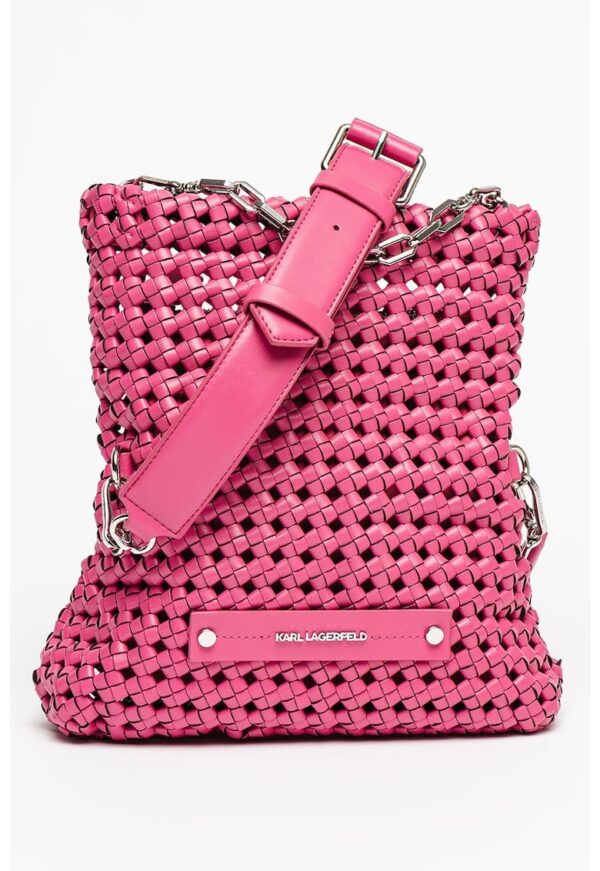 Geanta de umar cu aspect impletit si partea de sus pliabila K/Kushion