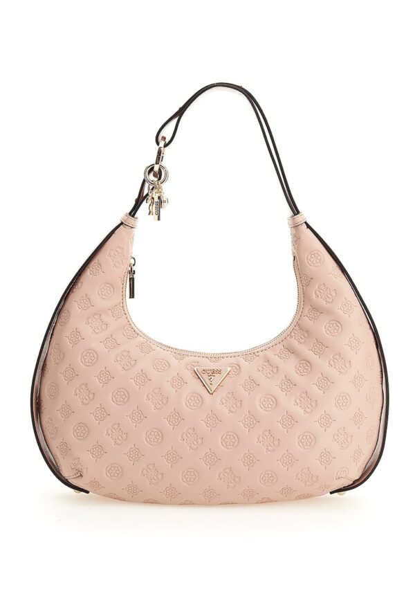 Geanta hobo de piele ecologica cu logo in relief La Femme
