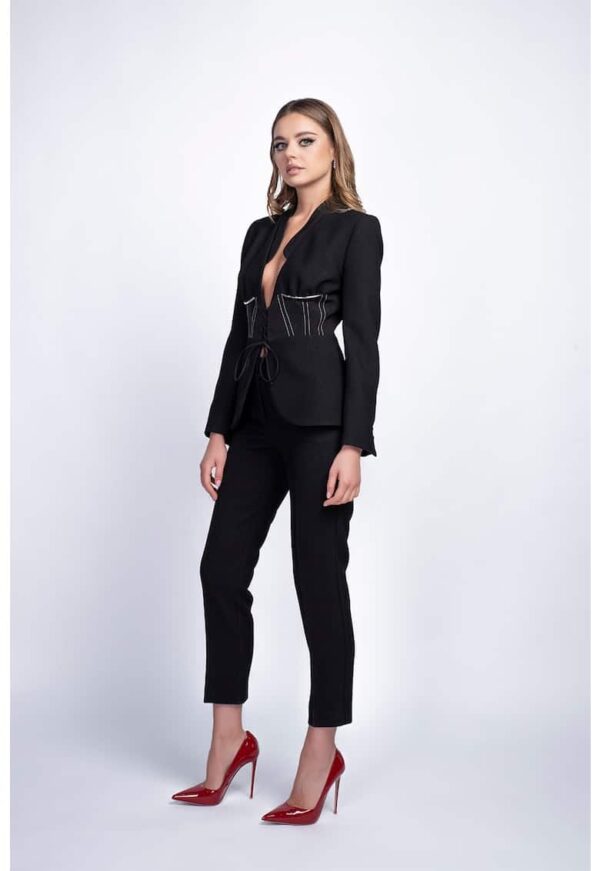 Pantaloni crop cu talie inalta