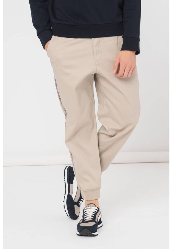 Pantaloni din amestec de bumbac cu benzi laterale contrastante