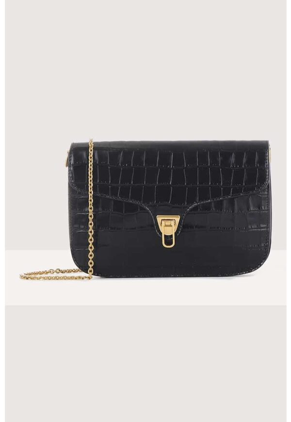 Geanta crossbody de piele cu model piele de crocodil Beat