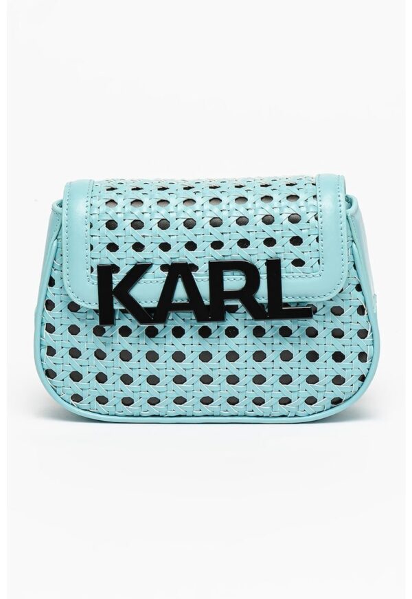 Geanta crossbody de piele ecologica cu insertii de piele K/Letters