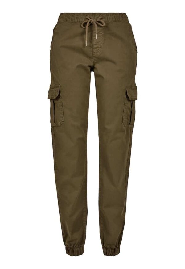 Pantaloni cargo cu snur de ajustare si talie inalta