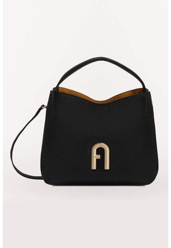 Geanta din piele cu bareta de umar si logo Primula