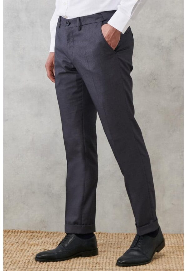 Pantaloni eleganti slim fit cu model houndstooth