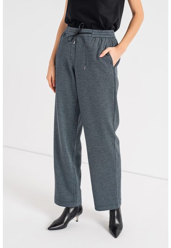 Pantaloni jogger drepti cu model in carouri micro