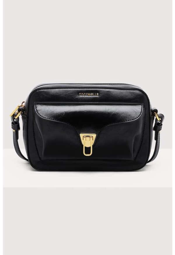 Geanta crossbody de piele cu buzunar cu clapa