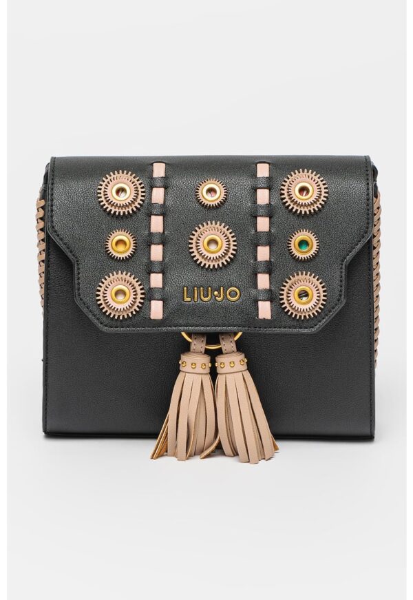 Geanta cu bareta de umar si detalii cu anouri metalice Spillone