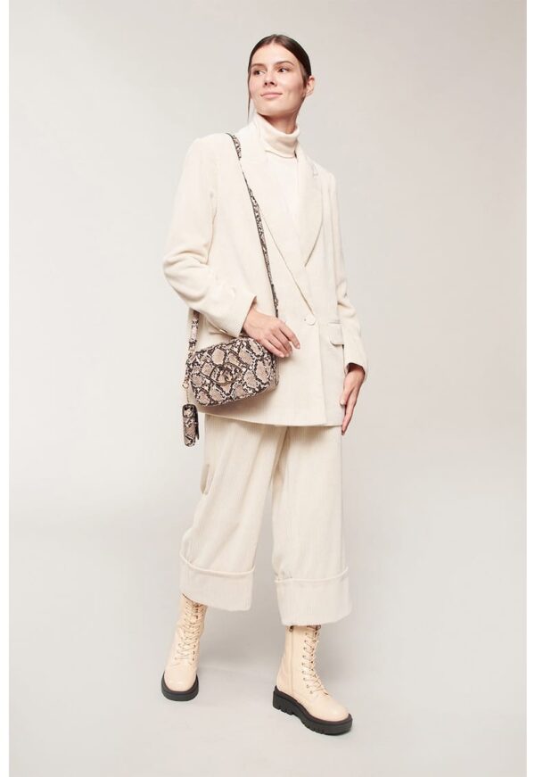 Pantaloni striati cu terminatie pliabila