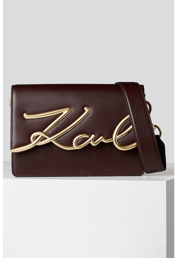 Geanta de piele cu bareta de umar Signature