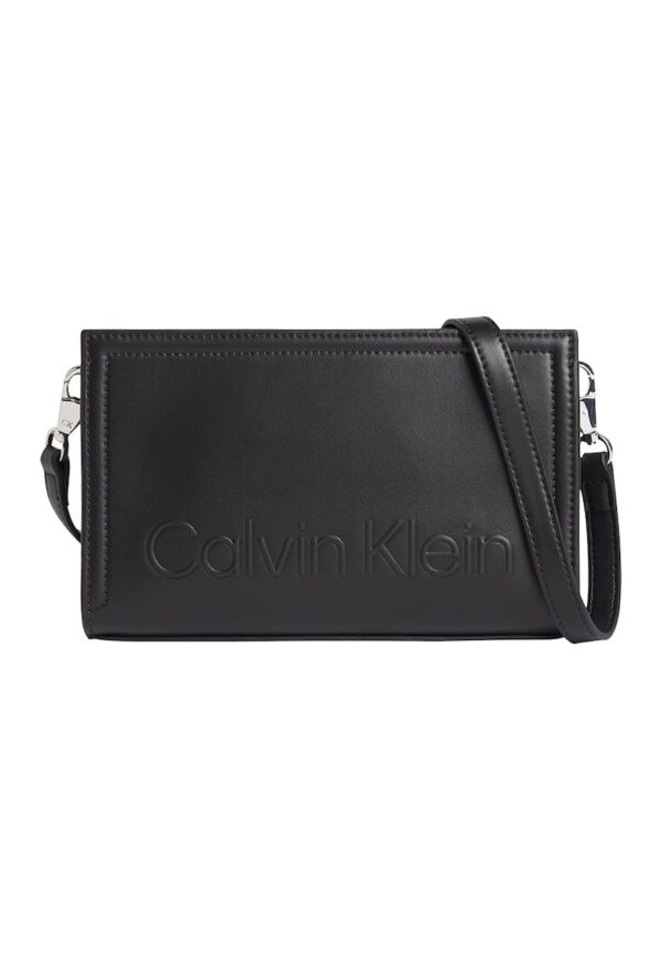 Geanta crossbody de piele ecologica cu logo in relief