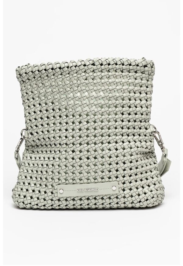 Geanta de umar cu aspect impletit si partea de sus pliabila K/Kushion