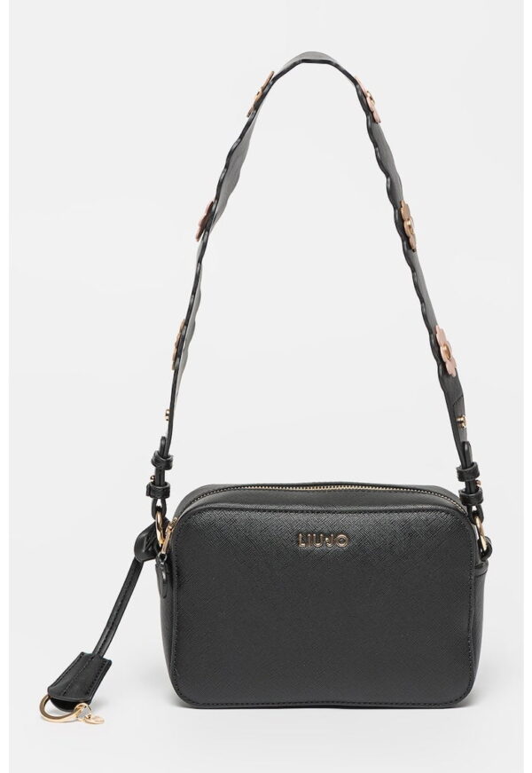 Geanta crossbody de piele ecologica cu aplicatie logo Agar