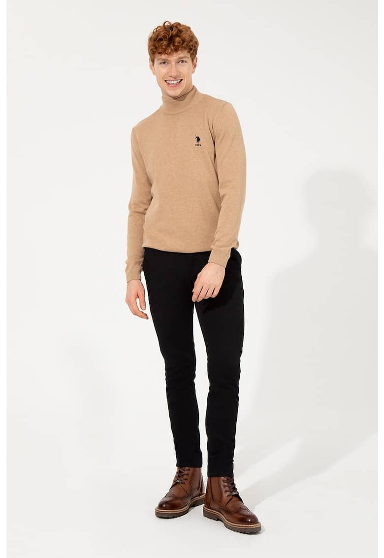 Pantaloni texturati cu talie medie