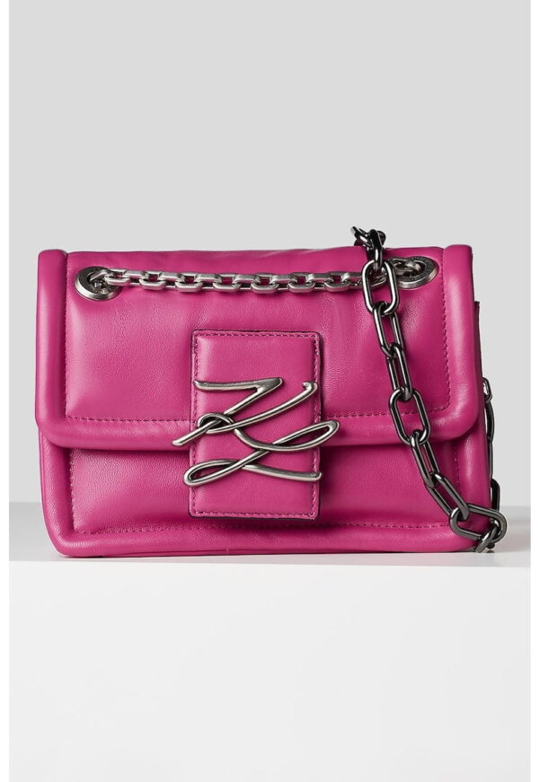 Geanta de piele cu bareta de umar si aplicatie logo K/Autograph