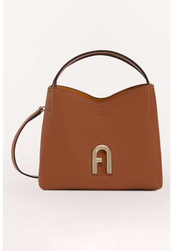 Geanta din piele cu bareta de umar si logo Primula