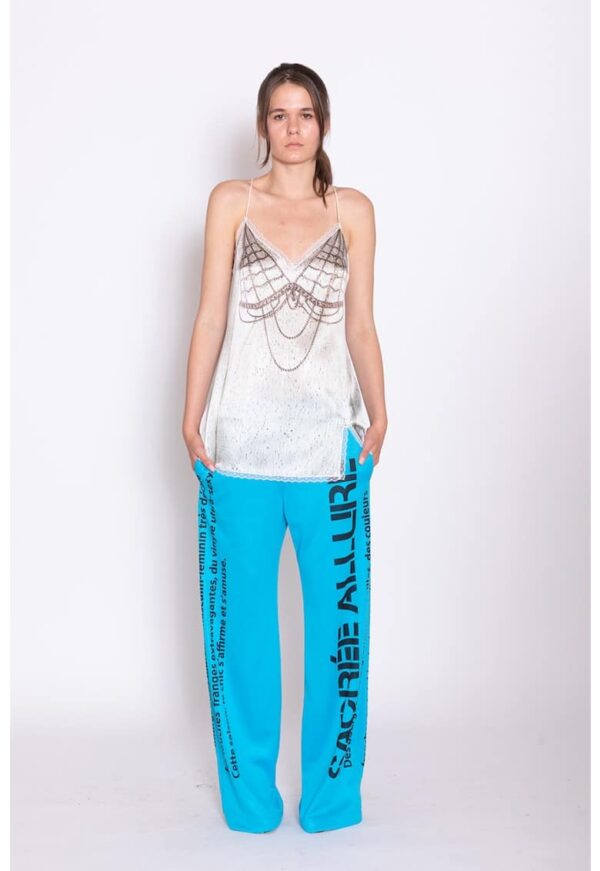 Pantaloni ampli cu text Binge