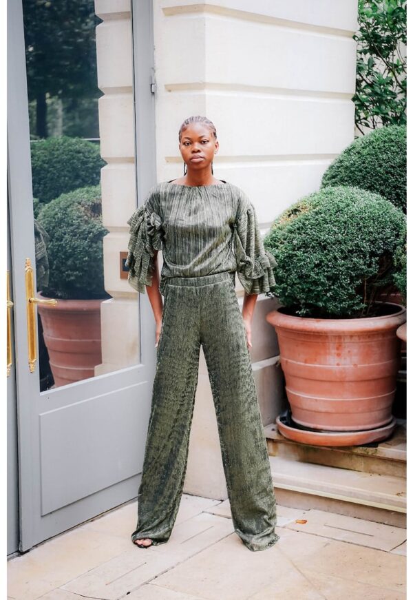 Pantaloni din lurex cu pliuri