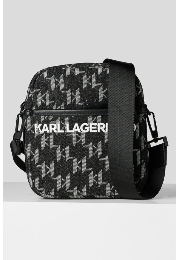 Geanta crossbody cu fermoar si monograma