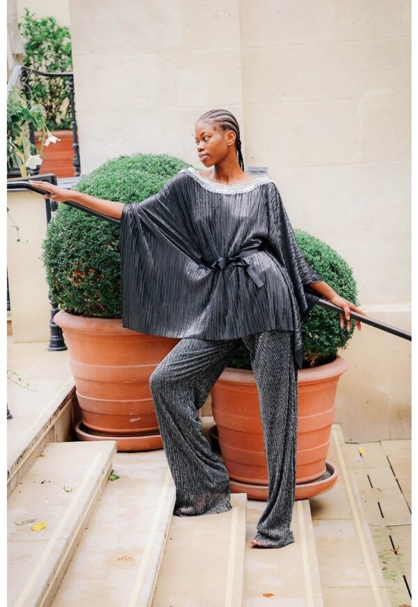 Pantaloni din lurex cu pliuri